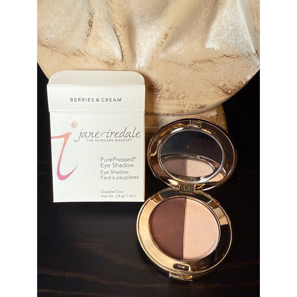 Jane Iredale PurePressed Eye Shadow Duo Berries & Cream Mineral Makeup 2.8g New